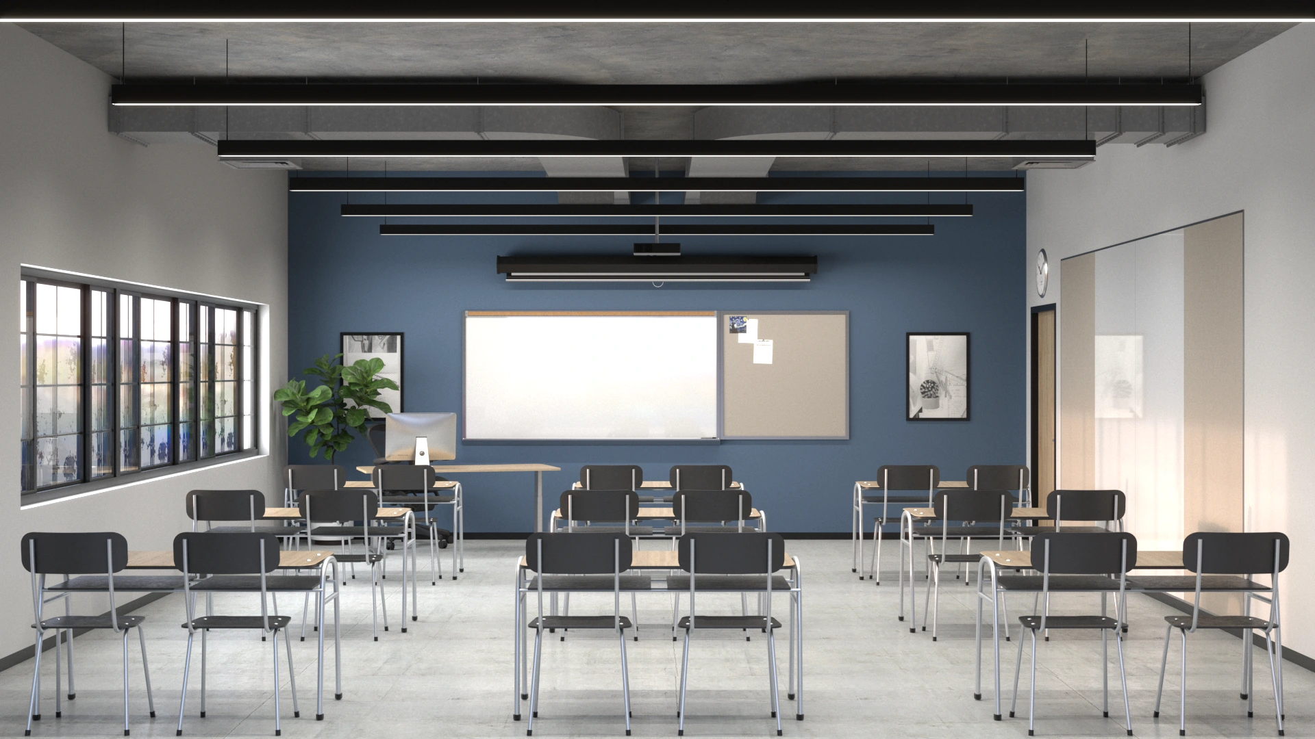 Nelson Adams tackboard mounted on a classroom wall